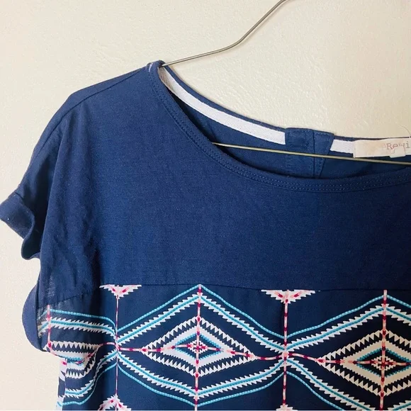 Navy Mixed Material Top - Picture 3 of 6